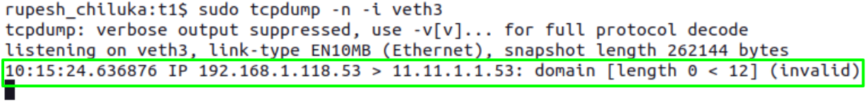 Listening on veth3